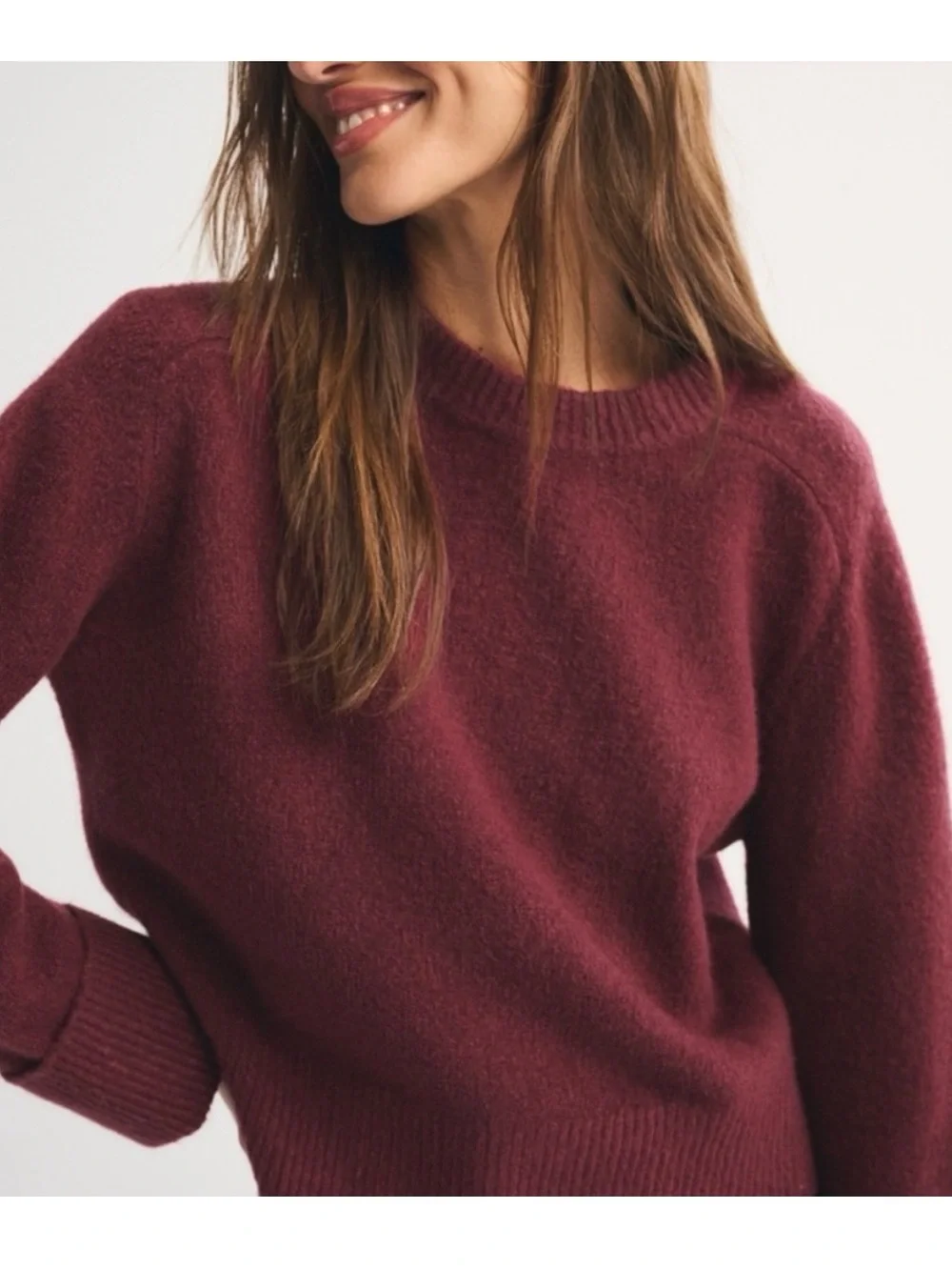 Abercrombie & Fitch Burgundy Madeline Crew Neck Sweater